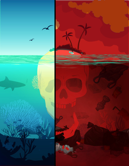Titelbild Apocalypse vs. heile Welt der App Plasticalypse