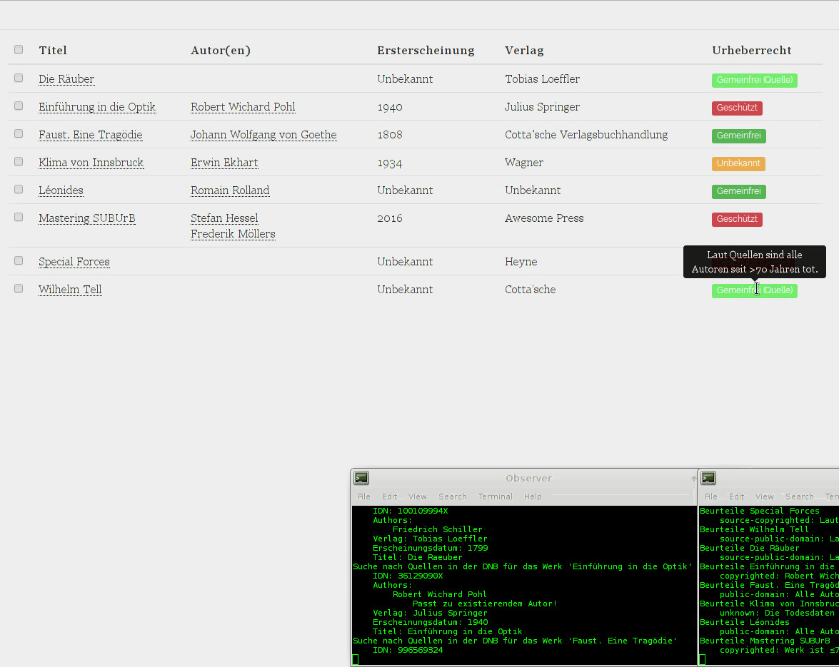 Screenshot der Software SUBUrB